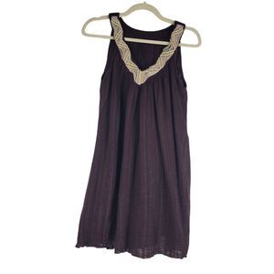 Unbranded Cotton Gauze Brown Sleeveless Coverup Boho Beach Mini Dress One Size